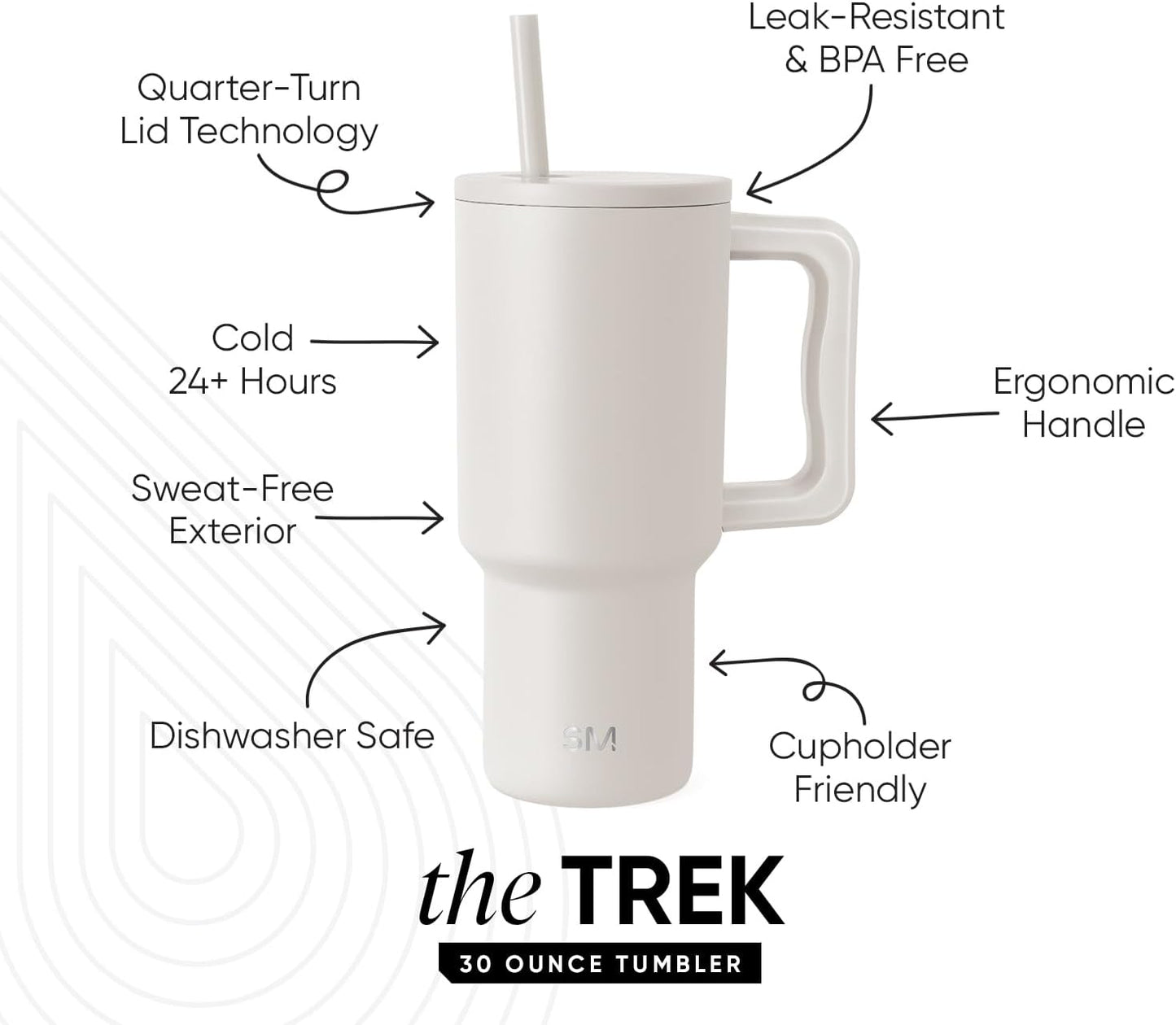 Simple Modern 40 oz Trek Tumbler with Handle and Straw Lid | Cup Holder Friendly Insulated Stainless Steel Travel Mug | Sea Glass Sage - Colors B