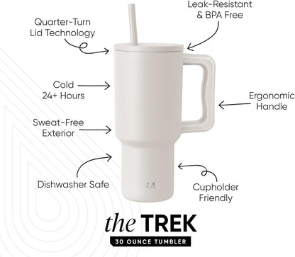 Simple Modern 40 oz Trek Tumbler with Handle and Straw Lid | Cup Holder Friendly Insulated Stainless Steel Travel Mug | Sea Glass Sage - Colors B