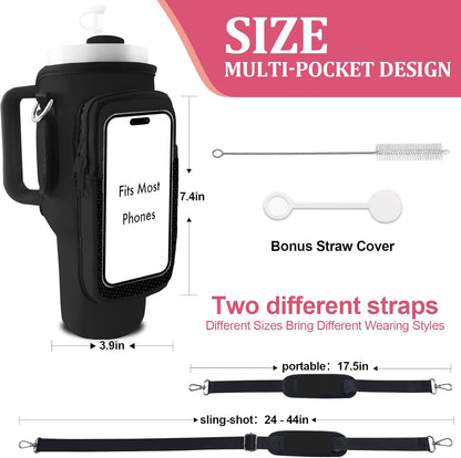 Stanley Carrier Bag for Stanley 40oz/30ozTumbler with Phone with 2 Adjustable Strap,3 Pockets Bottle Stanley Cup Carrier Bag & Case,Accessories for Hiking Travelling