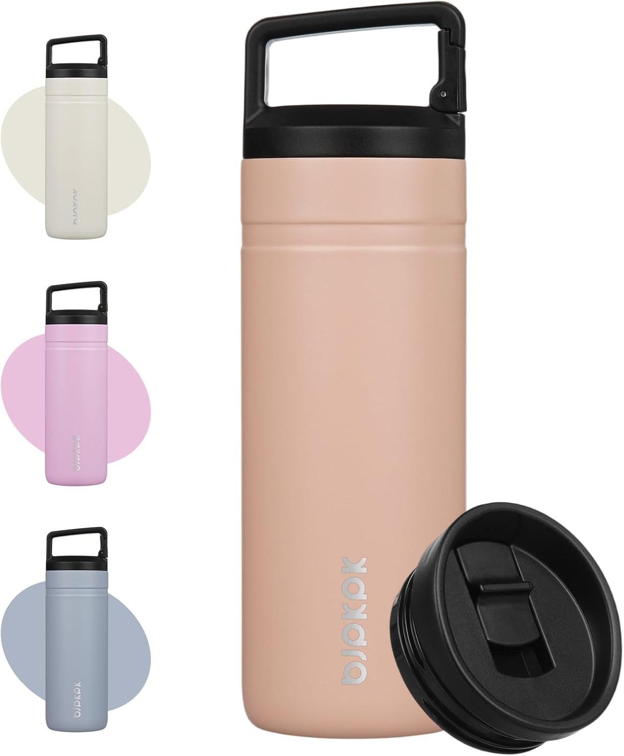 BJPKPK Insulated Water Bottle with 2 Lids,20 oz Double Wall Stainless Steel Vacuum Tumbler Travel Coffee Mug,Wide Mouth Thermal Cup,Haze Blue