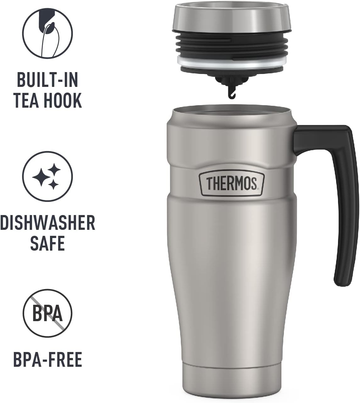 THERMOS Stainless King Vacuum-Insulated Stainless Steel Tumbler - 16oz, Midnight Blue - Insulated Coffee Tumbler for Hot & Cold Drinks - Leak-Proof & Sweat-Proof for Commuting & Traveling