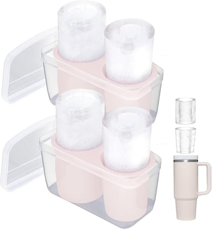Ice Mold for Stanley Cup, Silicone Ice Cube Tray for Stanley Cup 30oz-40oz, Tumbler Ice Mold with Lid and Bin, Easy Release Cylinder Ice Cube Mold, 1 Pack, Eucalyptus
