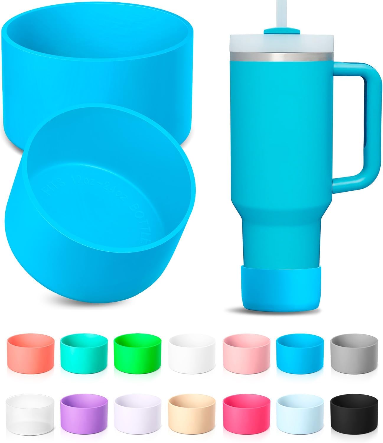 KTKUDY 2Pcs Silicone Boot for Stanley Quencher Tumbler 30 oz 40 oz & IceFlow 20 oz 30 oz & Fit Owala Freesip Water Bottle & Fit Hydro Flask & More - Cup Bottom Accessories Fit Stanley Cup