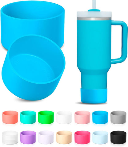 KTKUDY 2Pcs Silicone Boot for Stanley Quencher Tumbler 30 oz 40 oz & IceFlow 20 oz 30 oz & Fit Owala Freesip Water Bottle & Fit Hydro Flask & More - Cup Bottom Accessories Fit Stanley Cup
