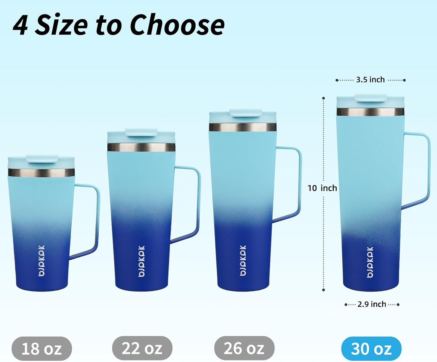 BJPKPK Insulated Tumbler with Handle, 18oz Insulated Tumblers with Lid and Straw, Stainless Steel Metal Water Bottles, Coffee Travel Mugs, Cups, Marshmallow