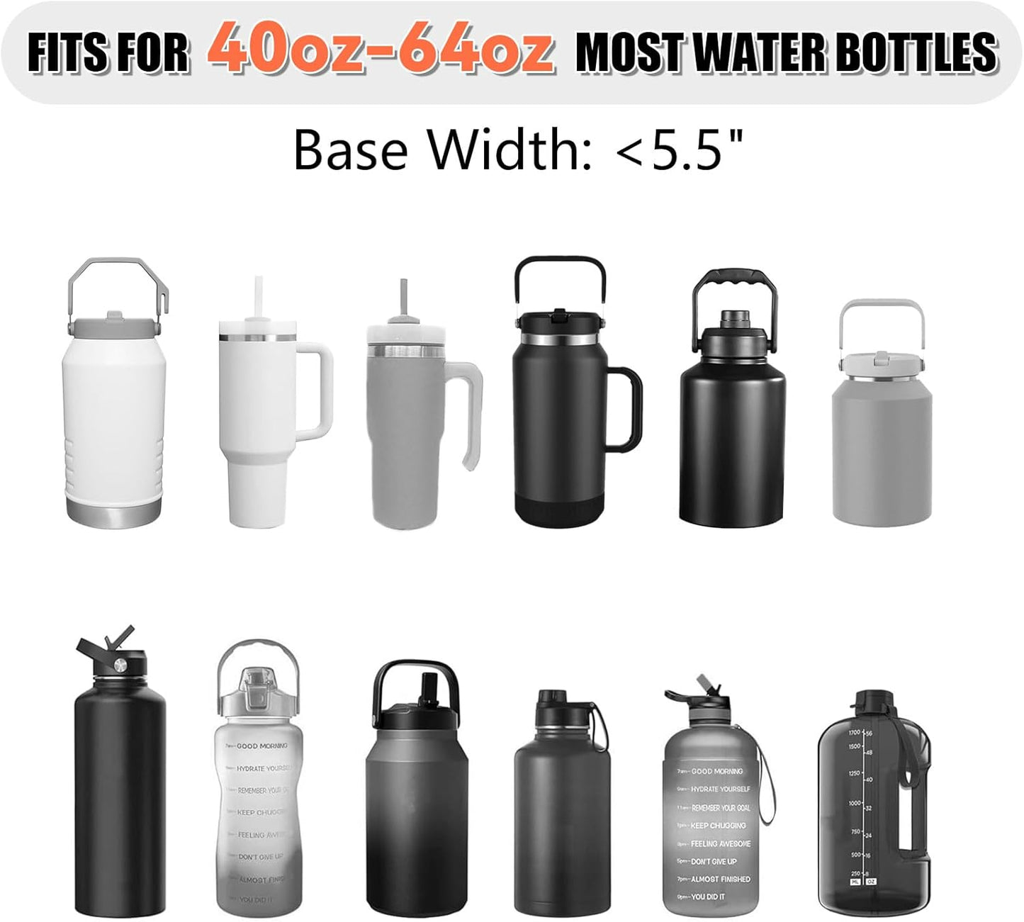 Water Bottle Carrier Bag with Strap, Sling Bag for Walking, Hiking, Cycling, Black, 40 Ounces
