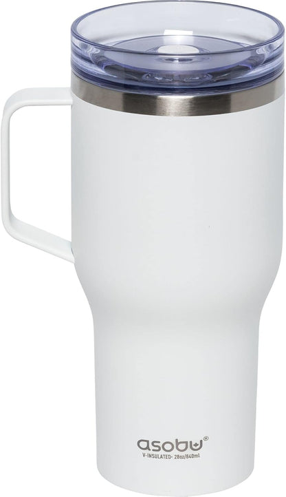 asobu Ultimate Ceramic Travel Mug, 12oz Insulated Stainless Steel Coffee Cup with Handle & Splash-Resistant Lid, Ceramic Lined for Pure Taste, BPA-Free, Double-Wall Vacuum for Hot Drinks