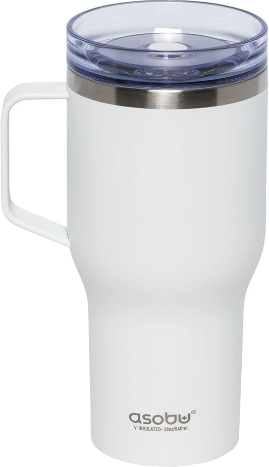 asobu Ultimate Ceramic Travel Mug, 12oz Insulated Stainless Steel Coffee Cup with Handle & Splash-Resistant Lid, Ceramic Lined for Pure Taste, BPA-Free, Double-Wall Vacuum for Hot Drinks