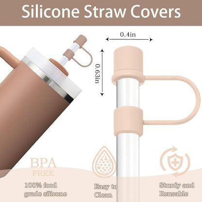 6PCS Silicone Straw Covers Caps Compatible with Stanley 30&40 Oz Tumbler Accessories Simple Straw Toppers Reusable Caps for Stanley Cup 10mm 0.4in Straws (Colorful 1)