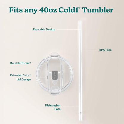 Reduce Tumbler Lid and Straw Set for 30-40 oz Tumblers/Mugs - BPA Free, Dishwasher Safe, Impact Resistant - Replace Broken, Damaged or Lost Reduce Cold 1 Straws and Lids - Large