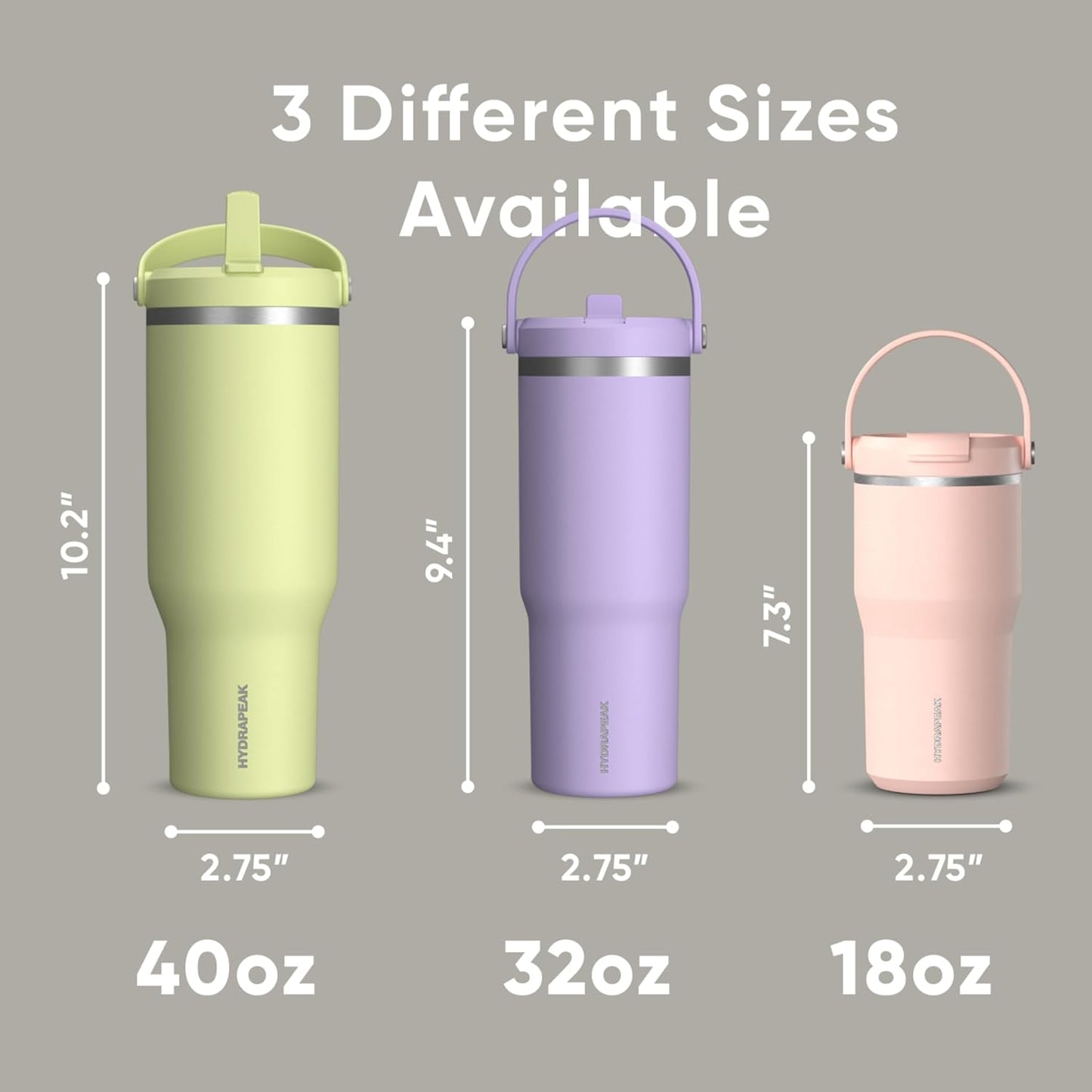 Hydrapeak Nomad 32oz Insulated Stainless Steel Travel Tumbler with Handle & Straw Lid, Leakproof, Cupholder Friendly, Keeps Drinks Cold 24 Hours, Reusable Bottle for Daily Hydration (Pale Sage)
