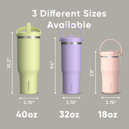 Hydrapeak Nomad 32oz Insulated Stainless Steel Travel Tumbler with Handle & Straw Lid, Leakproof, Cupholder Friendly, Keeps Drinks Cold 24 Hours, Reusable Bottle for Daily Hydration (Pale Sage)