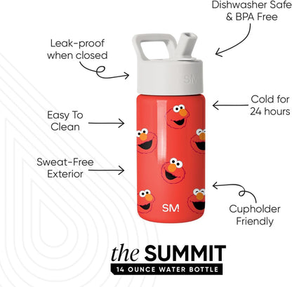 Simple Modern Kids Water Bottle with Straw Lid | 14oz Insulated Stainless Steel Kids Tumbler & Spill Proof Toddler Cup for School, Girls, Boys | Summit | Chloe Floral - Colors B