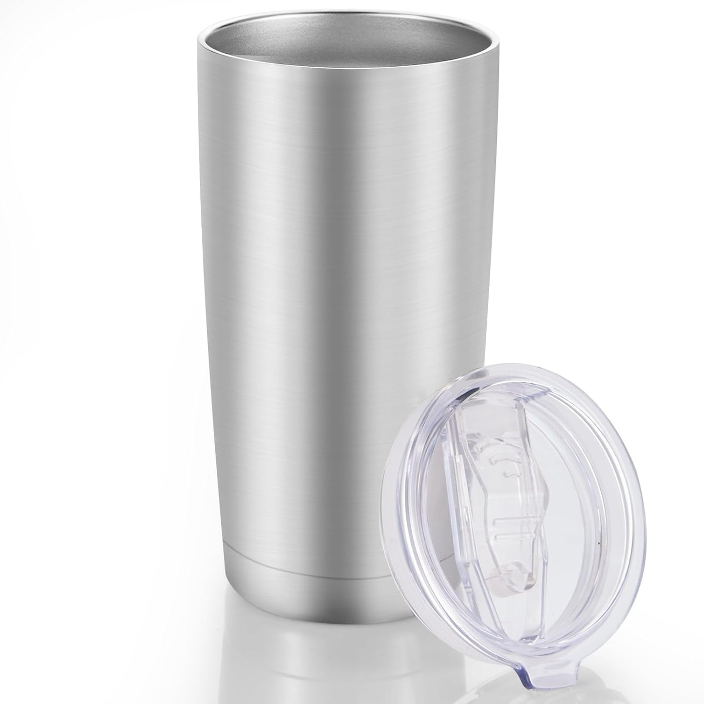 20 oz Tumblers Bulk Stainless Steel Tumbler with Lid Double Wall Vacuum Insulated Coffee Mug 20oz Powder Coated Cup for Hot and Cold Drinks, Stainless, 6 pack