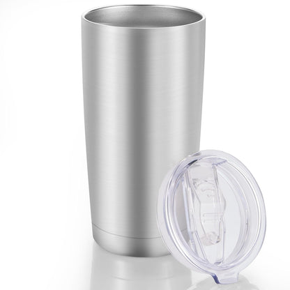 20 oz Tumblers Bulk Stainless Steel Tumbler with Lid Double Wall Vacuum Insulated Coffee Mug 20oz Powder Coated Cup for Hot and Cold Drinks, Stainless, 6 pack