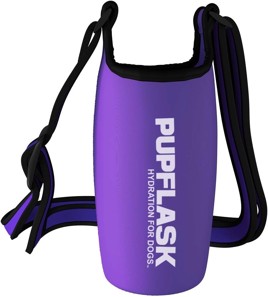 Tuff Pupper PupFlask Insulated Neoprene Dog Water Bottle Holder Sling with Wide Adjustable Shoulder Strap, Great for Travel, Walking, Hiking, Portable Pet Water Bottle Holder (40 OZ, Nebulas Blue)
