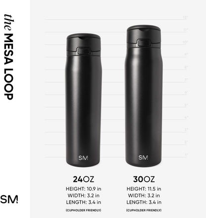 Simple Modern Mesa Loop Water Bottle with Covered Straw and Handle | 24oz Cup Holder Friendly Insulated Stainless Steel Bottles for Travel, Sports and School | Iris Sage - Colors A