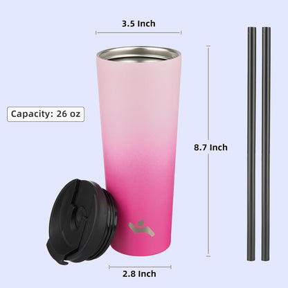 Konokyo 30 OZ Insulated Tumbler with Lid and 2 Straws Stainless Steel Water Bottle Vacuum Travel Mug Coffee Cup,Pastel Sunset