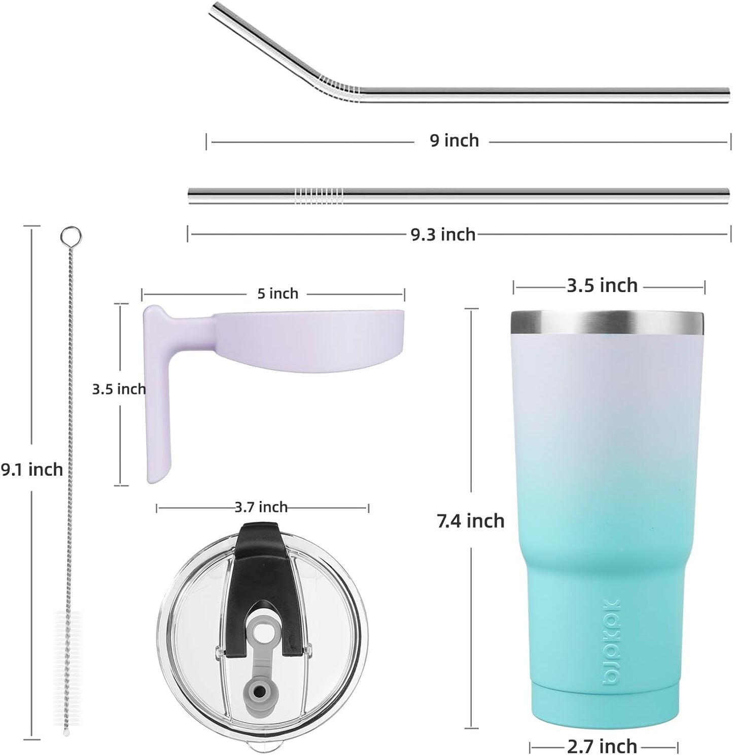 BJPKPK Tumbler With Handle And Straw Lid 40 oz Stainless Steel Insulated Coffee Tumbler Cups For Home, Office or Car,Turquoise