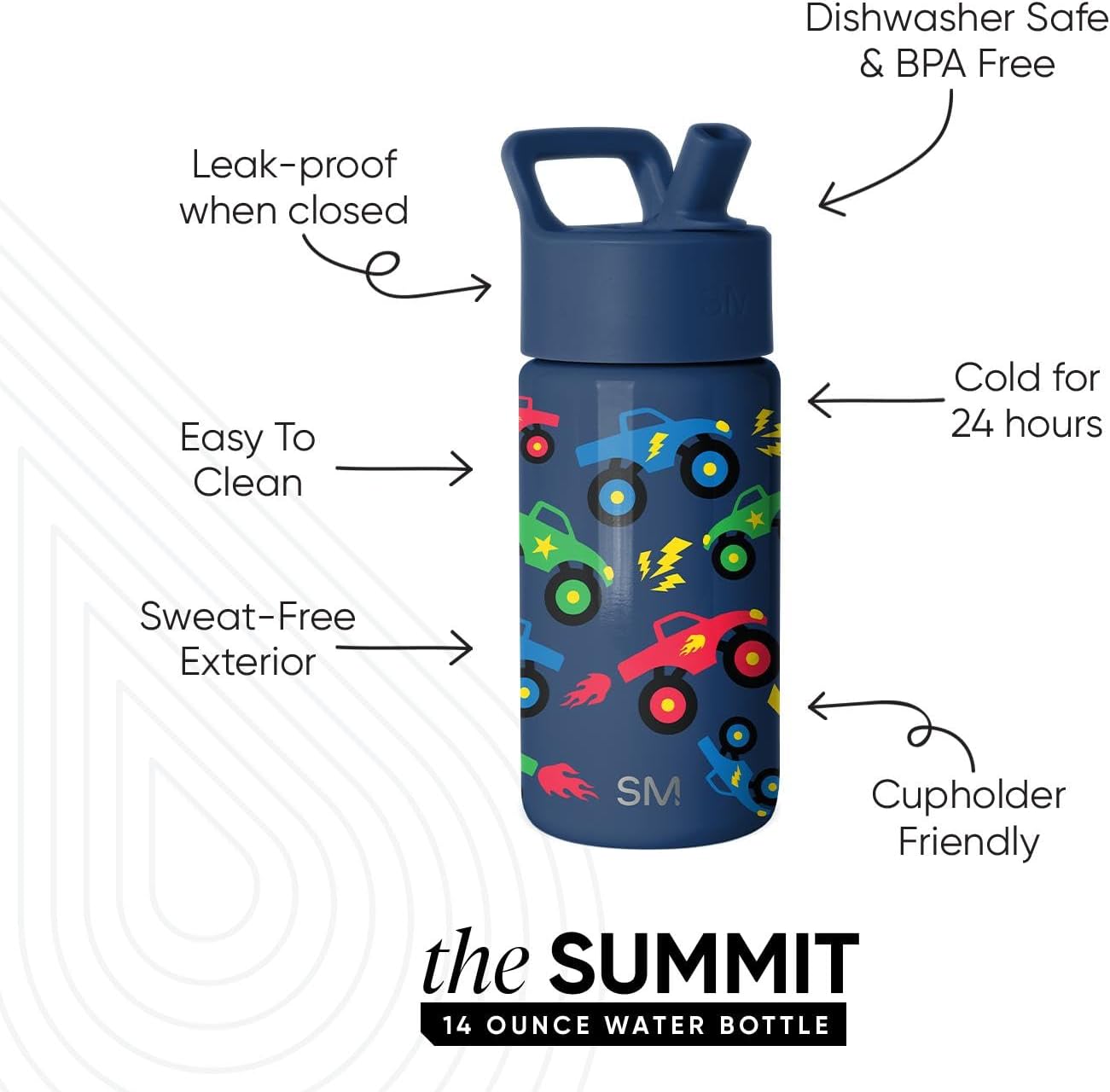Simple Modern Kids Water Bottle with Straw Lid | 14oz Insulated Stainless Steel Kids Tumbler & Spill Proof Toddler Cup for School, Girls, Boys | Summit | Chloe Floral - Colors B