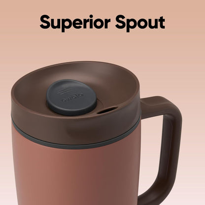 Owala SmoothSip Slider Insulated Stainless Steel Coffee Tumbler, Reusable Iced Coffee Cup, Hot Coffee Travel Mug, BPA Free 20 oz, Grey/Blue (High Dive)