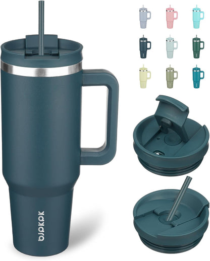 BJPKPK 30oz Stainless Steel Insulated Tumbler With Handle And Lid Straw Travel Coffee Mug Thermal Cup,Black