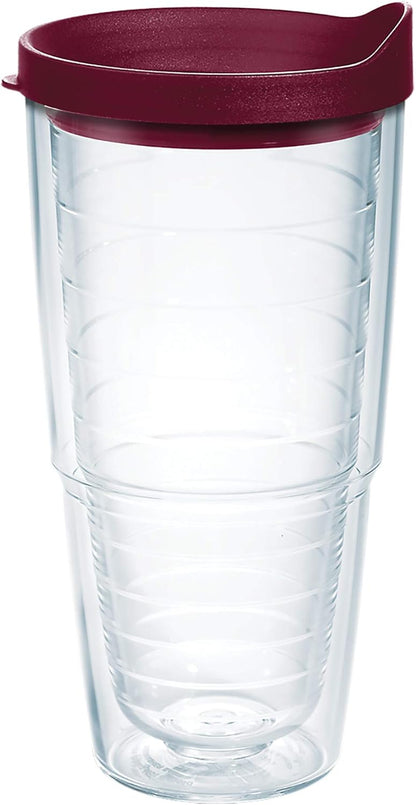 Tervis Clear & Colorful Lidded Made in USA Double Walled Insulated Tumbler Travel Cup Keeps Drinks Cold & Hot, 24oz, Black Lid, 1 Count (Pack of 1)