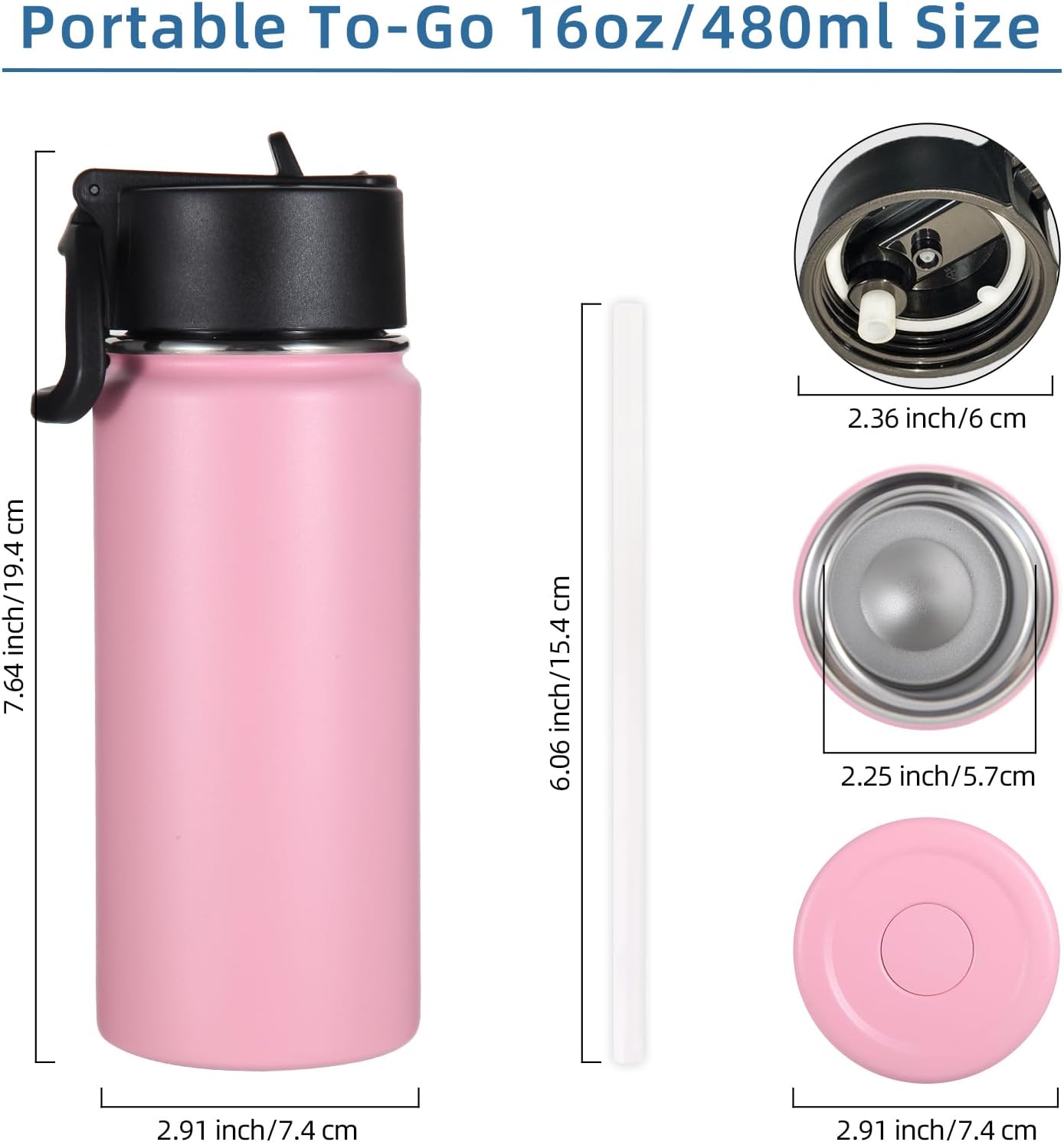 Volhoply 16 OZ Kids Water Bottle Bulk 8 Pack,Insulated Sports Bottles with Straw Lid,Stainless Steel Bottle with Handle Keep Cold & Hot,Double Wall Vacuum Tumbler Cups for School(Eight Color, 8)