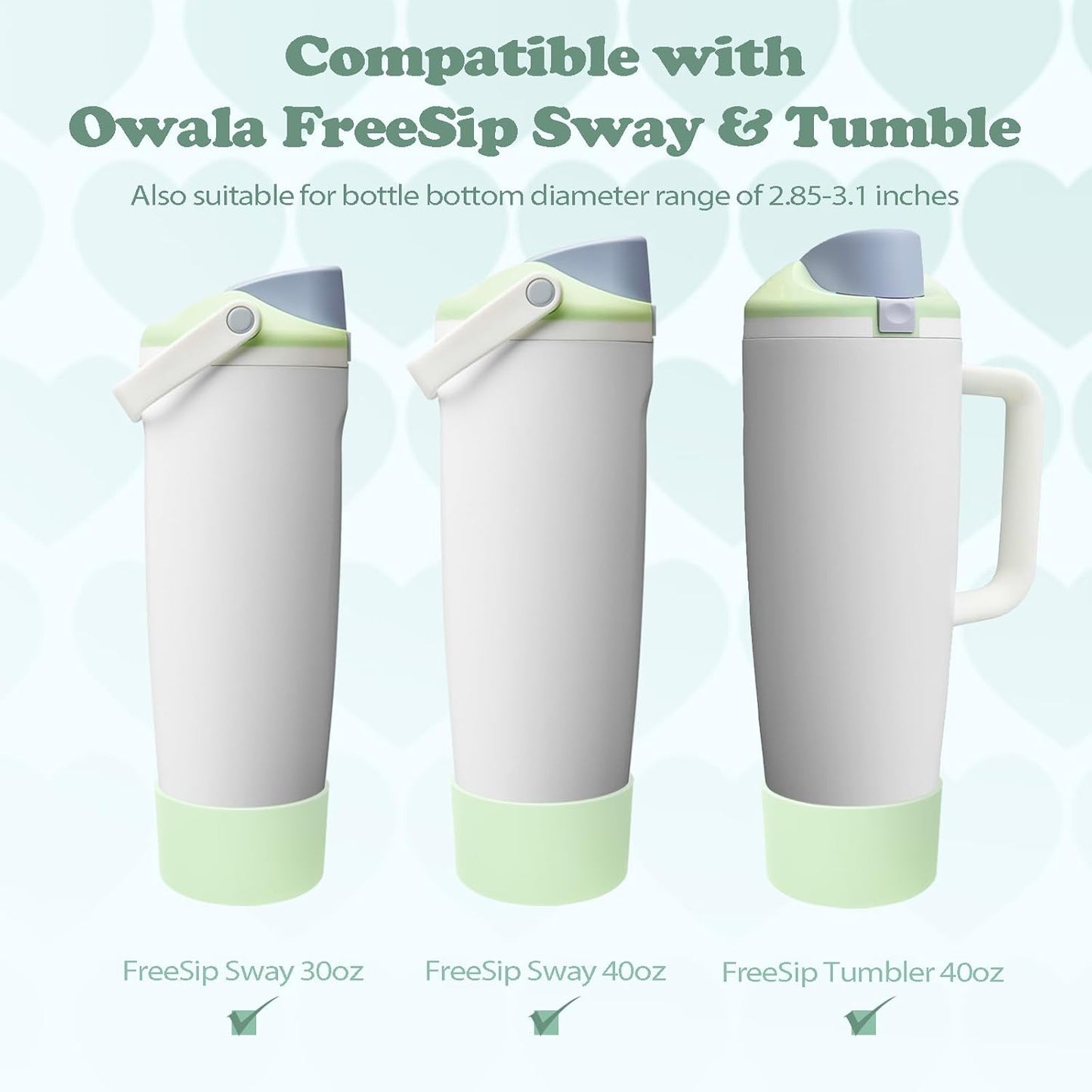 2PCS Silicone Boots for Owala 30oz & 40oz FreeSip Sway Bottles & Tumblers – Non-Slip, Scratch-Resistant, Stability Enhancer for Owala Accessories (Eucalyptus Green) - Colors B