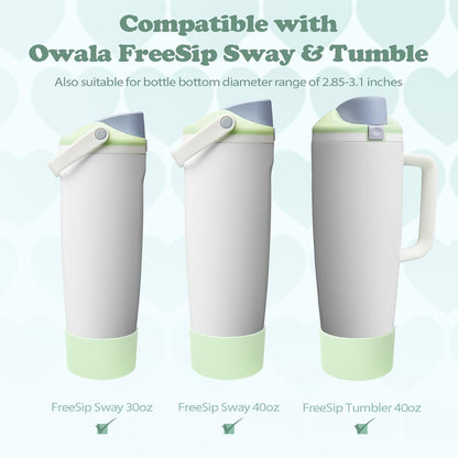 2PCS Silicone Boots for Owala 30oz & 40oz FreeSip Sway Bottles & Tumblers – Non-Slip, Scratch-Resistant, Stability Enhancer for Owala Accessories (Eucalyptus Green) - Colors B