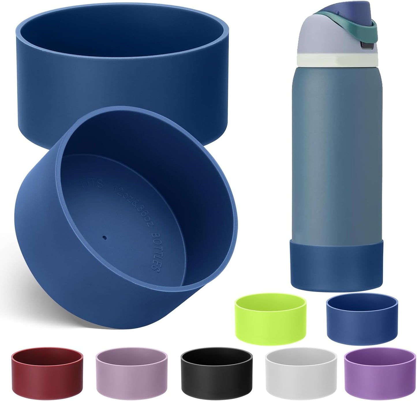 Mity rain 2PCS Silicone Boot for Owala Water Bottle 24 oz 32 oz, Anti-Slip Protective Sleeve Bottom Bumper Protector for FreeSip Stainless Steel Water Bottles Accessories