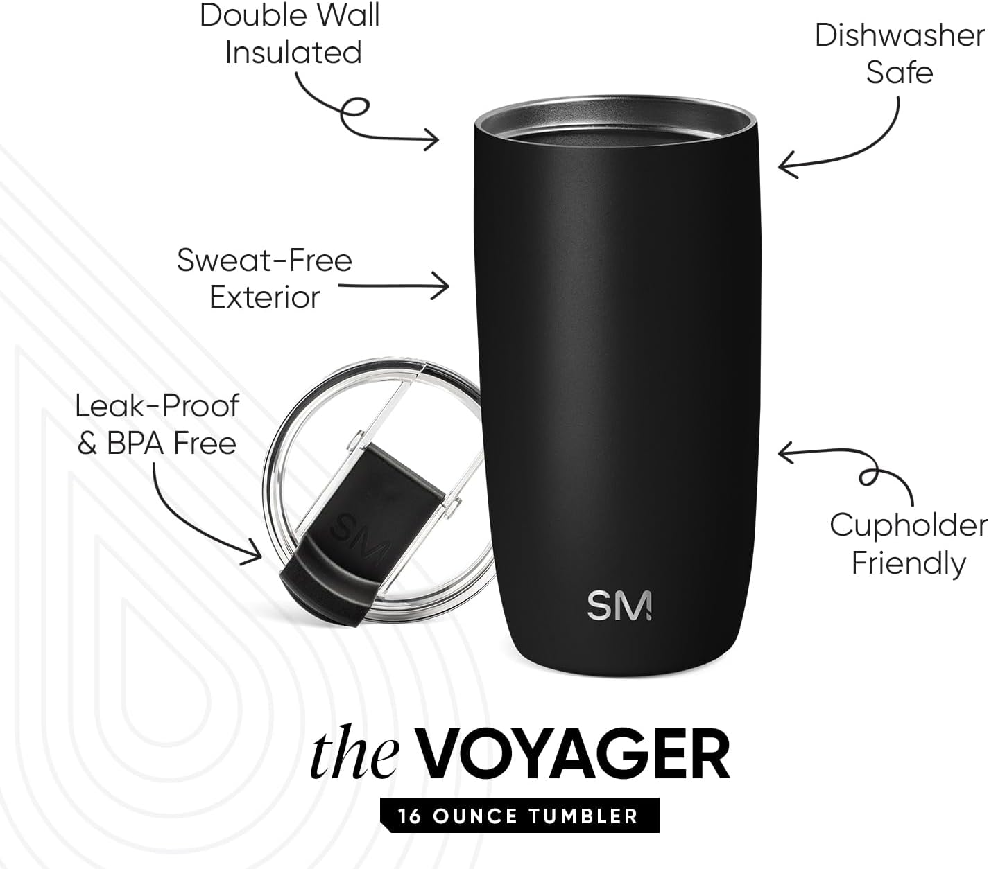 Simple Modern Voyager Tumbler with Flip Lid | Travel Coffee Mug | Insulated Stainless Steel Cold Brew Iced or Hot Coffee Cup | Gifts for Women Men Her Him | 16oz, Almond Birch