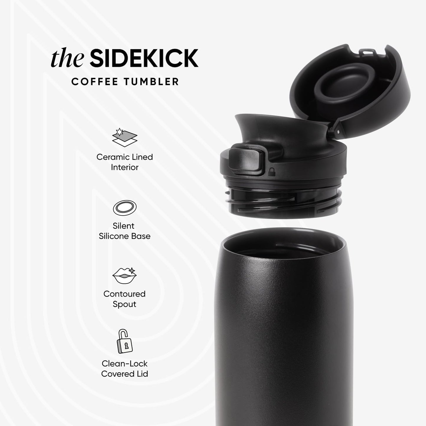 Simple Modern Sidekick Travel Coffee Mug | Ceramic-Lined Insulated Stainless Steel Tumbler | Leak-Proof and Cup Holder Friendly | 16oz, Almond Birch Mix