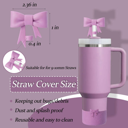 Bow Silicone Protective for Stanley Boot for 20/30/40Oz, 2 Pack for Stanley Cup Accessories Compatible 12-24Oz for Hydroflask Boot and More (Pink Set)