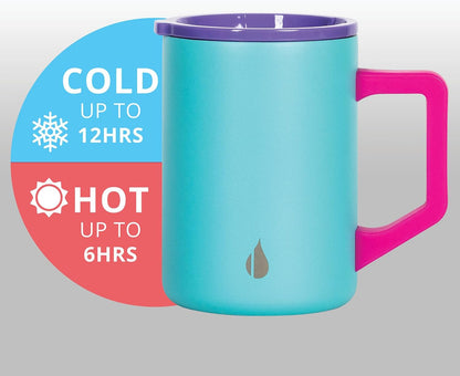 Elemental Insulated Coffee Mug - Triple-Wall Stainless Steel Summit Travel Cup for Hot and Cold Drinks - Thermal Coffee Mug with Lid and Handle for Camping, Office & Travel 16oz - Rainbow Speckle
