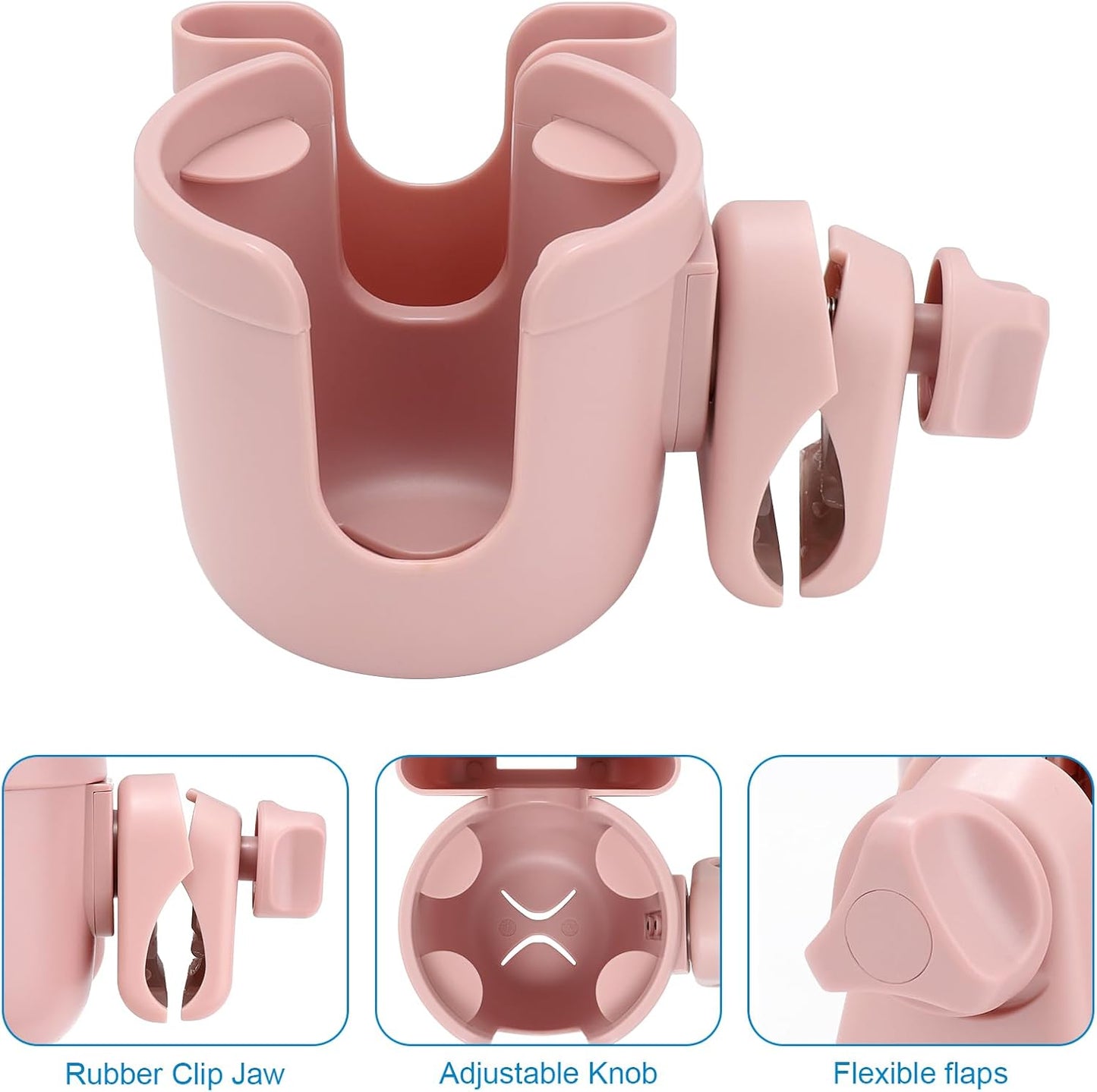 Accmor Stroller Cup Holder with Phone Holder, Bike Cup Holder, Universal Cup Holder for Uppababy Nuna Doona Strollers, 2-in-1 Cup Holder for Walker, Wheelchair, Scooter - Colors B