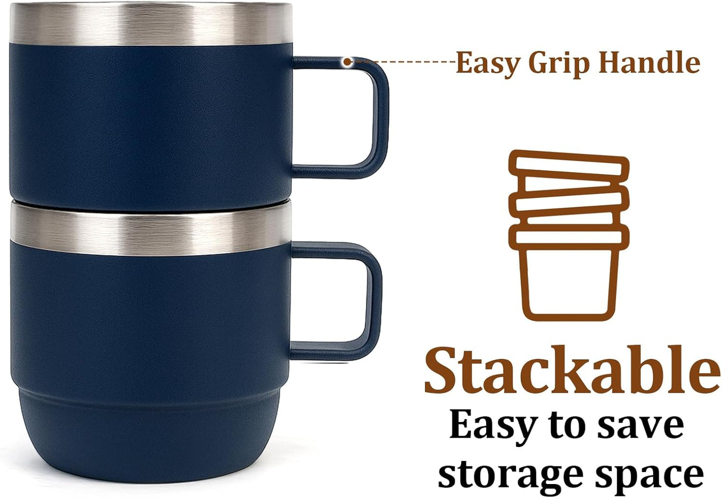 Zenbo 8 oz Stackable Espresso/Coffee Cups with Magnetic Lid, Ceramic-Lined 18/8 Stainless Steel Mini Tumblers, Double-Wall Vacuum Insulated & Dishwasher Safe for Travel & Office (Sage Green-2 Pack)