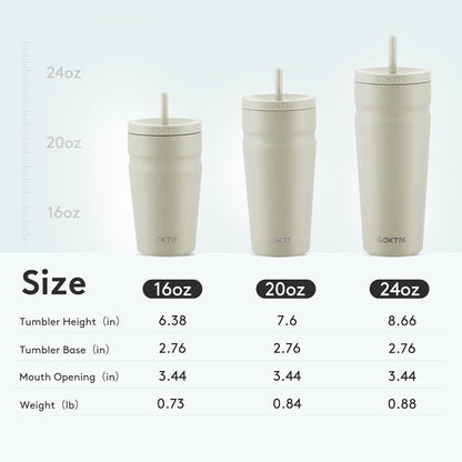 COKTIK 24oz Insulated Tumbler with Lid and Straw Iced Coffee Cup Reusable Stainless Steel Travel Mug Water Bottle Cupholder Friendly for Women Men Her Him (Blush)