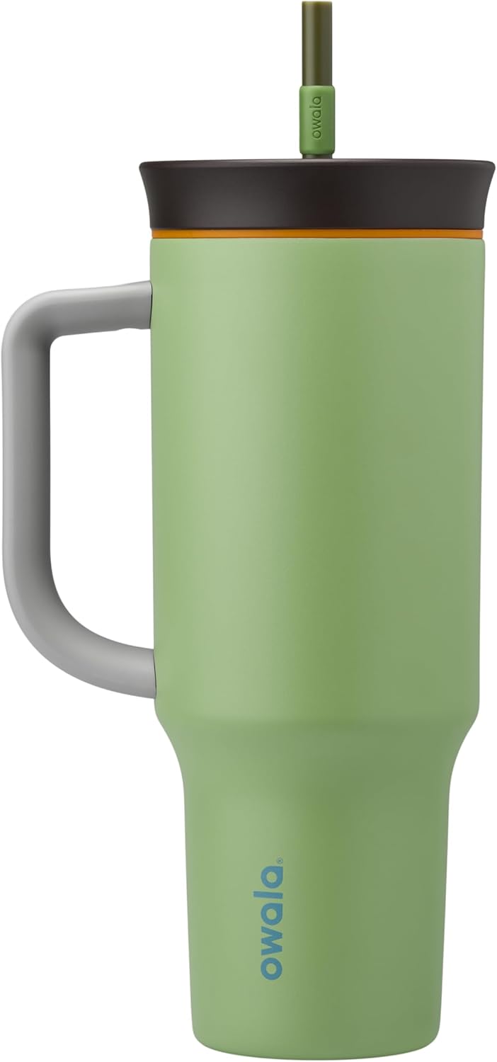 Owala Stainless Steel Triple Layer Insulated Travel Tumbler with Spill Resistant Lid and Straw, BPA Free, 24 oz, Grey/Blue (The Great Blue)