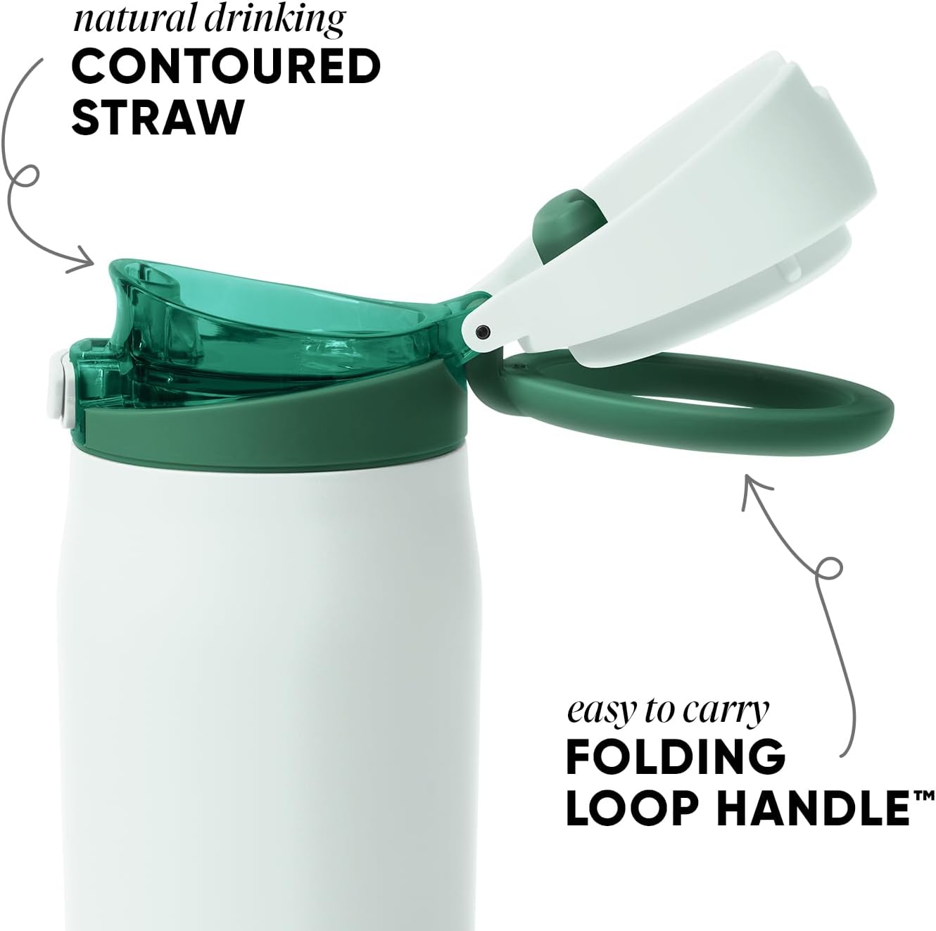 Simple Modern Mesa Loop Water Bottle with Covered Straw and Handle | 24oz Cup Holder Friendly Insulated Stainless Steel Bottles for Travel, Sports and School | Iris Sage - Colors A