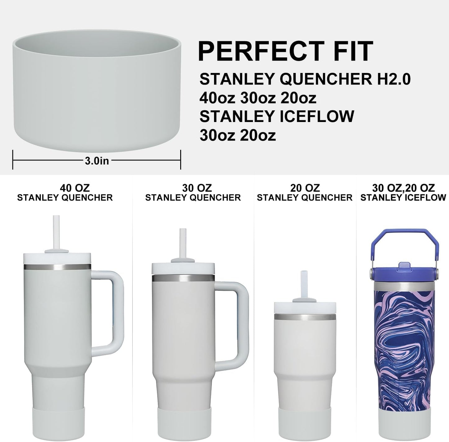 Affute Protective Silicone Boot for Stanley Quencher H2.0 40 30 20 oz & IceFlow Flip 30 20 oz, BPA Free Anti-Noise Anti-Scratch, Stanley Cup Protector Sleeve Cover Boot