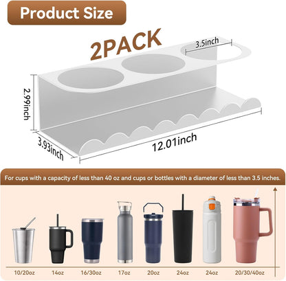 Magnetic Stanley Cup Holder for Fridge, Water Bottle Holder for Stanley 30&40 oz and Tumbler Organizer for Kitchen, Metal Stanley Cup Accessories, 2 Pack, Black