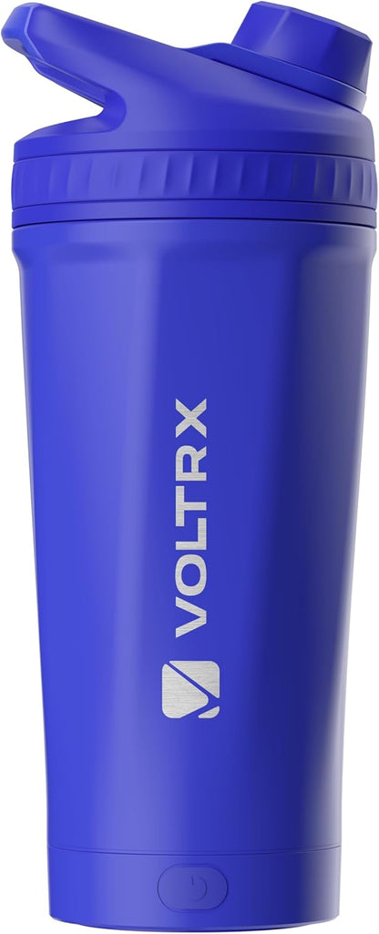 VOLTRX ChillMix Shaker Bottle Insulated Stainless Steel - USB C Rechargeable Electric Protein Shake Mixer, Shaker Cups for Protein Shakes and Meal Replacement, Chrome Steel, 16 oz