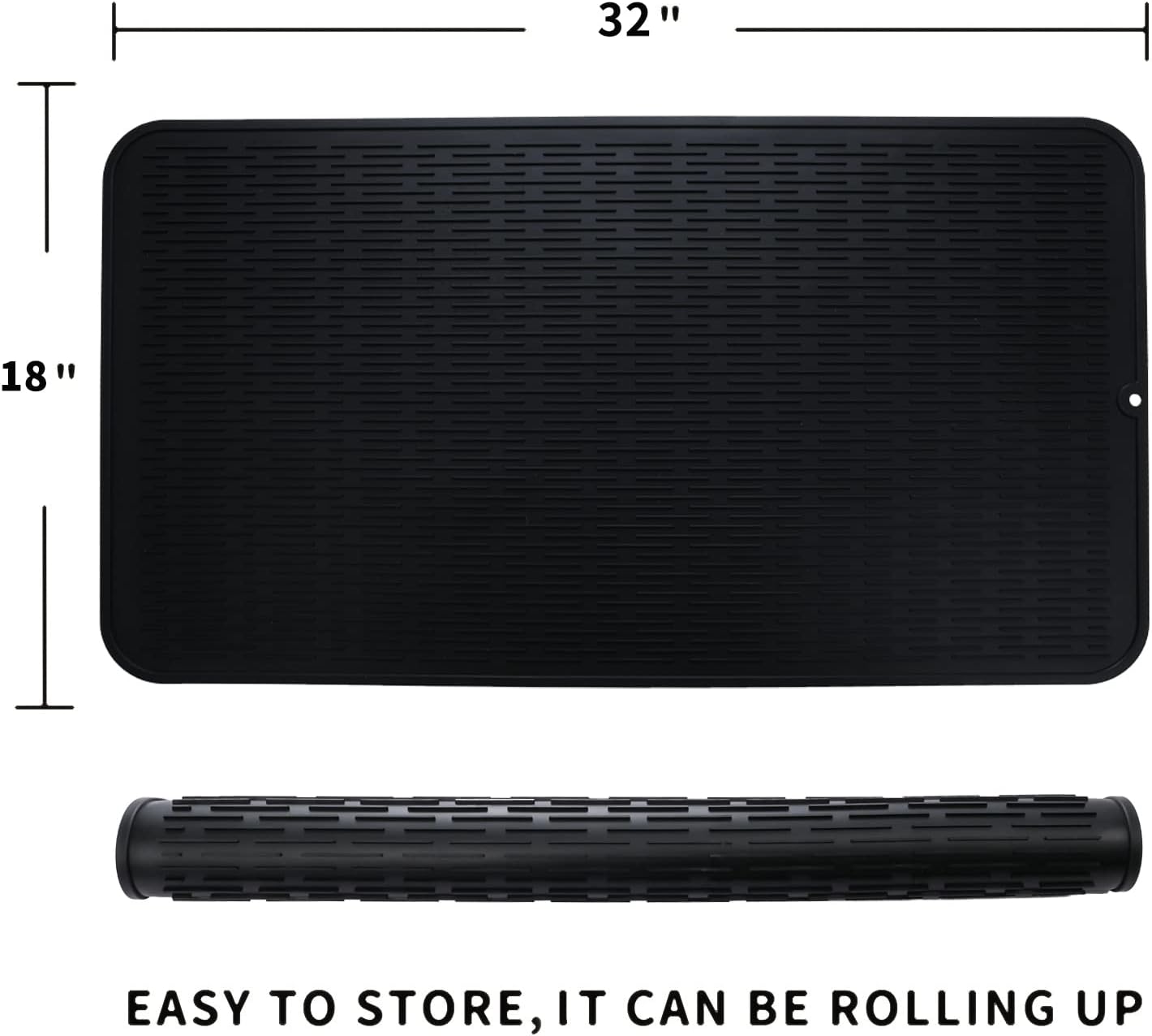 MicoYang Silicone Dish Drying Mat for Multiple Usage,Easy clean,Eco-friendly,Heat-resistant Silicone Mat for Kitchen Counter,Sink,Bar,Bottle,or Cup Green M 17 inches x 6 inches