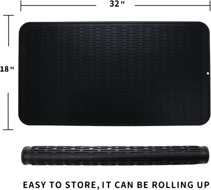 MicoYang Silicone Dish Drying Mat for Multiple Usage,Easy clean,Eco-friendly,Heat-resistant Silicone Mat for Kitchen Counter,Sink,Bar,Bottle,or Cup Green M 17 inches x 6 inches