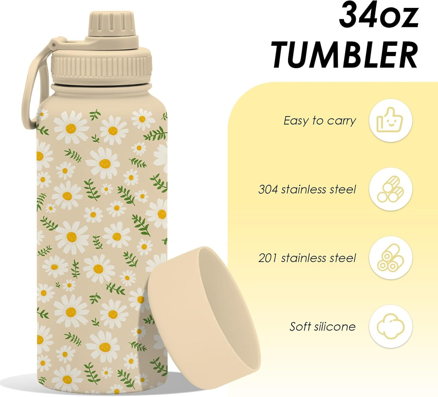 Pickleball 34oz Water Bottle with Spout Lid, Insulated Stainless Steel Travel Cup, Double Wall Vacuum Tumbler for Women Girls Ladies, Birthday Christmas Gift for Pickleball Lovers (1 pc)
