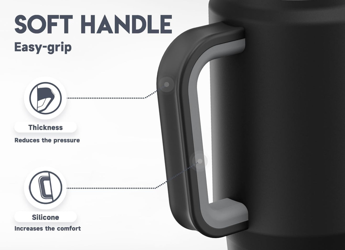 Meoky 32 oz Tumbler with Handle, Insulated Tumbler with Lid and Straw, Stainless Steel Travel Mug, Keeps Cold for 24 Hours, 100% Leak Proof, Fits in Car Cup Holder (Night)