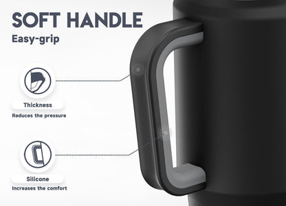 Meoky 32 oz Tumbler with Handle, Insulated Tumbler with Lid and Straw, Stainless Steel Travel Mug, Keeps Cold for 24 Hours, 100% Leak Proof, Fits in Car Cup Holder (Night)