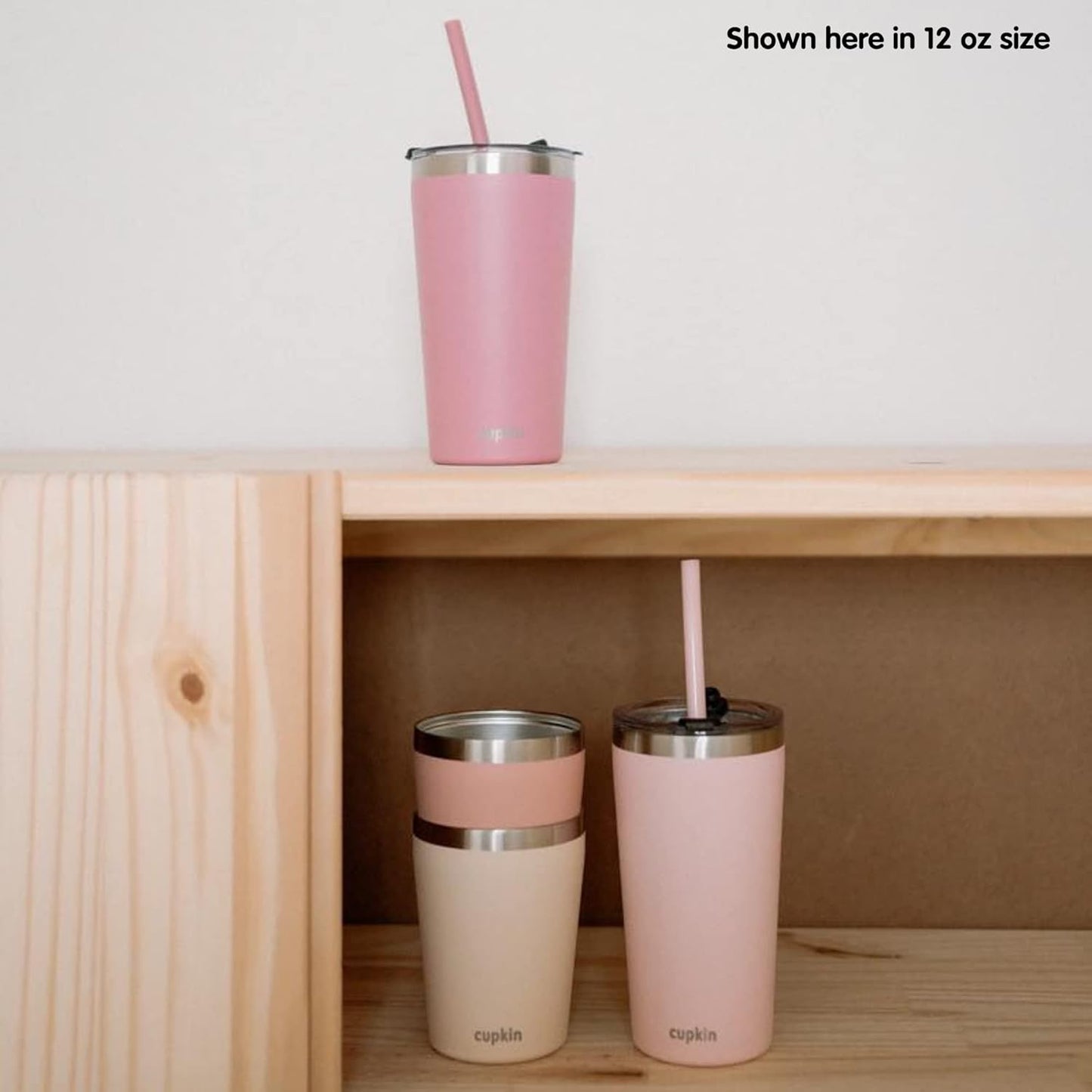 CUPKIN Stainless Steel Insulated Tumbler with Lid and Straw, 20 oz Stainless Steel Cups, Set of 2 Travel Coffee Mug for Adults, Iced Coffee Cup with Lid, Tumbler for Travel (Coral + Yellow)