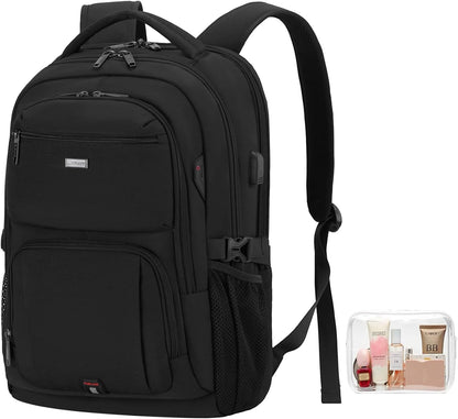 DUSLANG 17 Inch Laptop Backpack for Travel Water Resistant College Backpack for Men/Women Laptop Bag with USB Charging Port,Black - Colors A